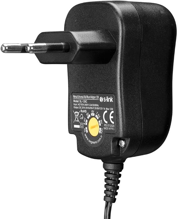 S-Link SL-128C 3 Volt - 12 Volt 1 Amper Ayarlı 8 Uçlu Swıtch Mode Plastik Kasa Adaptör