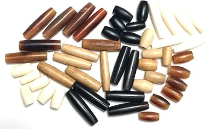 Genuine Hairpipe Bone Bonanza Mix: White, Antique Stained, Black, Golden Amber, 1 and 12, 48 Pieces