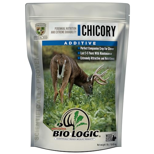 BioLogic Chicory Food Plot Performance Additive, Chicory Cultivars Additive Seed, Protein Source Ideal for Dry Areas, 1 lb Bag Plants 18 Acre