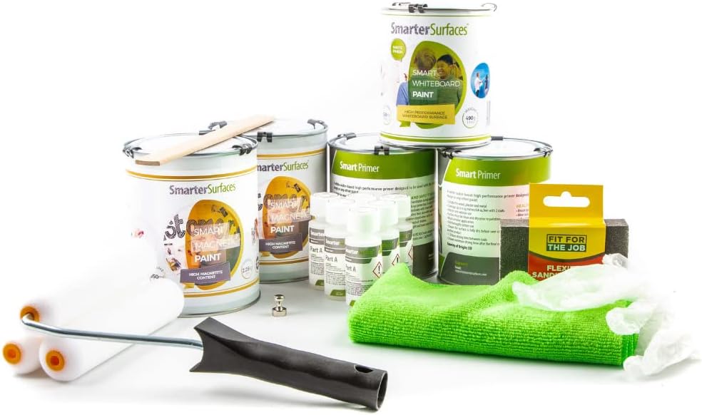 SmarterSurfaces Whiteboard Paints 6m² - Dry Erase Whiteboard Paint for Walls | White Board Wall Paints | Easy to Apply | Magnetic Whiteboard Paint Dry Erase for Smooth Surfaces | Indoor Use Only