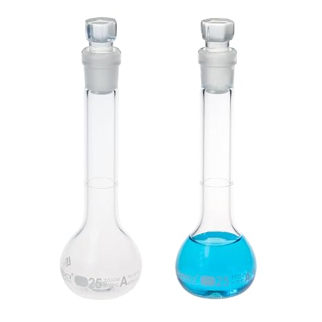ALWSCI 2PCS 25ML Volumetric Flask, Class A, Glass Stopper for Laboratory