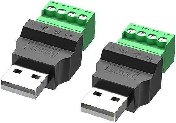 2PCS 300V 8A USB 2.0 Type A Male to 4 Pin Screw Terminal Connector