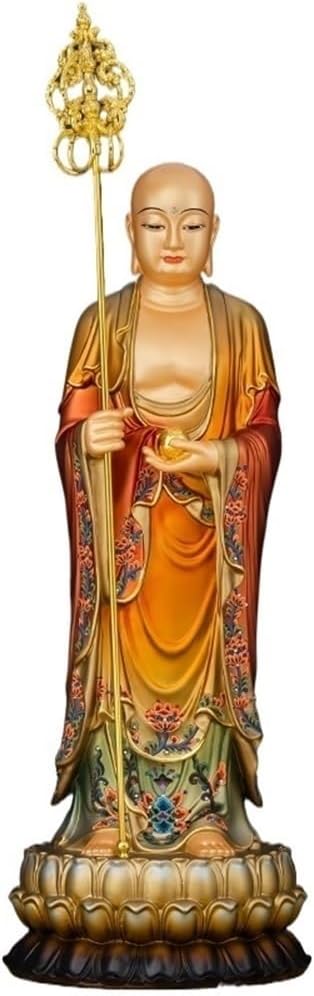 Feng Shui Decoration Golden Family Buddha Hall Pure Copper Buddha Statue Ornament Standing Statue Living Room Offering Sheng Tang CAI Feng Shui Statue(XS)