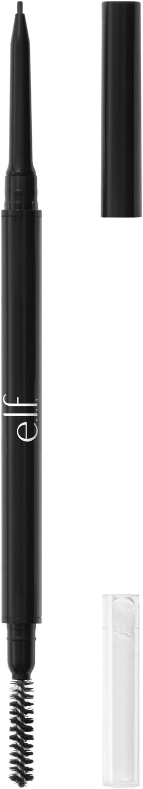 e.l.f. Micro-Fine Brow Pencil, Waterproof Brow Colour & Spoolie for Shaping Brows & Creating a Feathered Natural-Looking Finish, Vegan & Cruelty-Free, Black