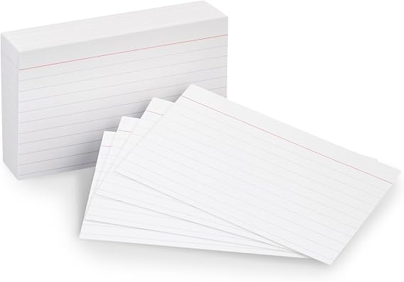 AmazonBasics Heavy Weight Ruled Index Cards, White, 3x5-Inch, 100-Count