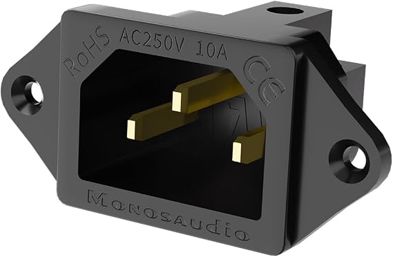 Gold Plated AC Power Socket 250V 10A IEC 320 C14 Panel Mount Plug Adapter
