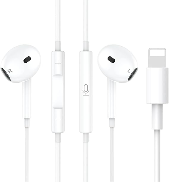 iPhone Headphone with Cable,MFi Certified,In-Ear Headphones with Volume Control and Microphone,HiFi-Audio Stereo Noise Isolating Earbuds Compatible with iPhone 14/13/12/Mini/SE/11/XS Max/X/XR/8/7