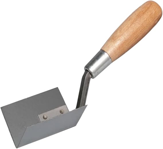 Bon Inside Corner Trowel 2" x 2" with 3" Stainless Steel Blade and Wood Handle for Finishing Corners Around Windows, Doors, and Decorative Grooves
