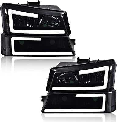 PIT66 LED Headlight Assembly Compatible with Chevy Silverado 1500 2500 3500 HD Model 03-06Fit Avalanche 1500 2500Fit No Cladding only 03-06 Headlamps Front Lights