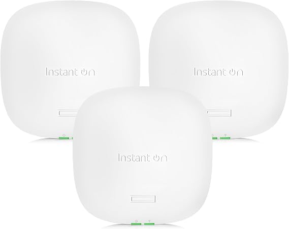 HPE Networking Instant On Access Point AP22 2x2 WiFi 6 Indoor Wireless Access Point (3 Pack) | Long Range, Secure, Smart Mesh Support | Power Source Not Included | US Model (R4W01A-3PACK)