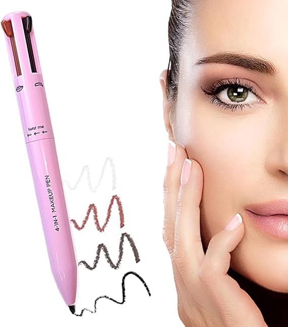 New 4 in 1 Makeup Pen - Multifunctional Touch Up Makeup Pen 4 in 1 Waterproof All-in-One Makeup Pen Eyebrow Liner Lip Liner Highlighter Makeup Tools 01# Pink