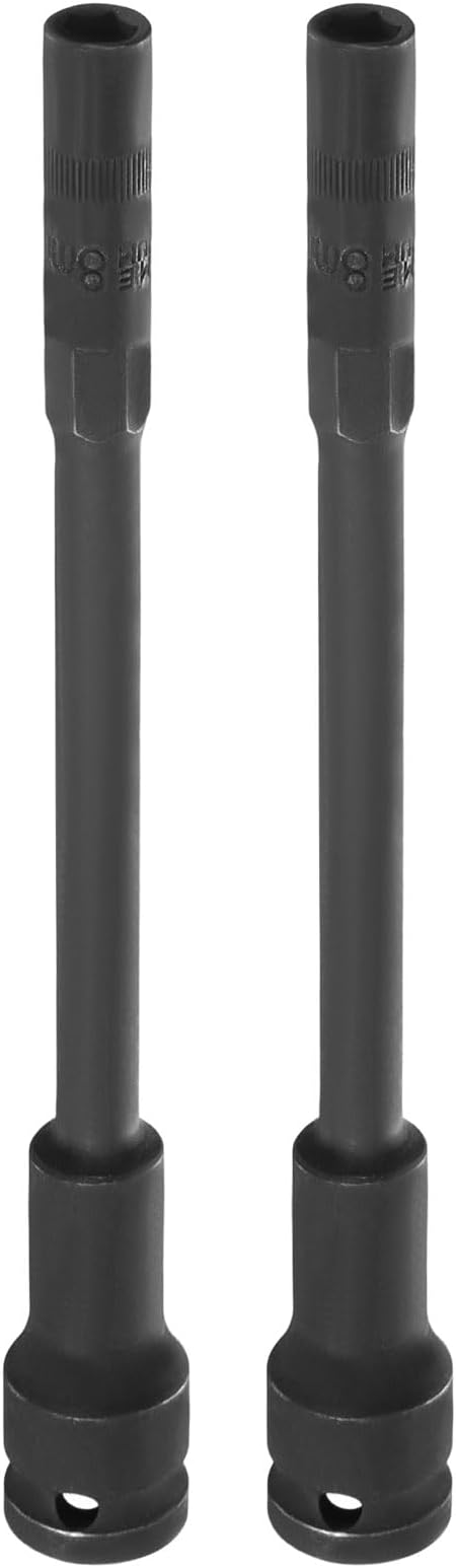 sourcing map 2Pcs Deep Thin Wall 6 Point Impact Socket 1/2" Drive 8mm Socket 8" Extra Long Metric CR-V Steel Spindle Axle Hex Sockets for Machine Shaft Nuts Bolts Repair, Black
