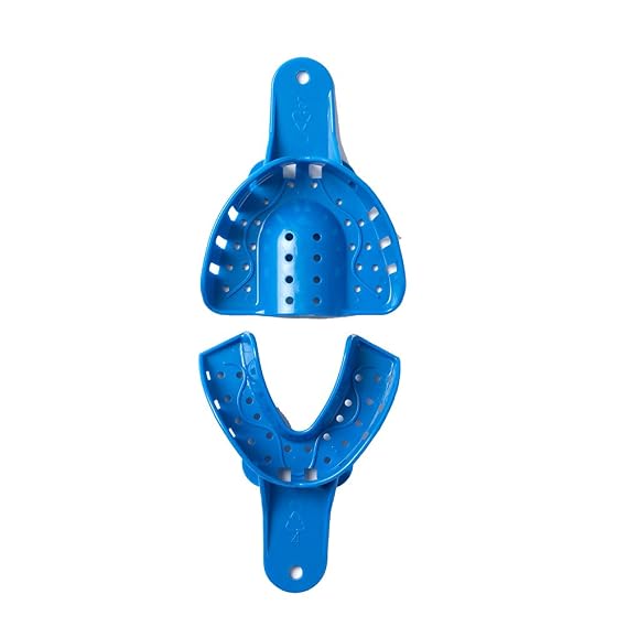 Dental Impression Trays Perforated Plastic Disposable Denture Instruments Tray Upper Lower (Medium Upper 6pcs)