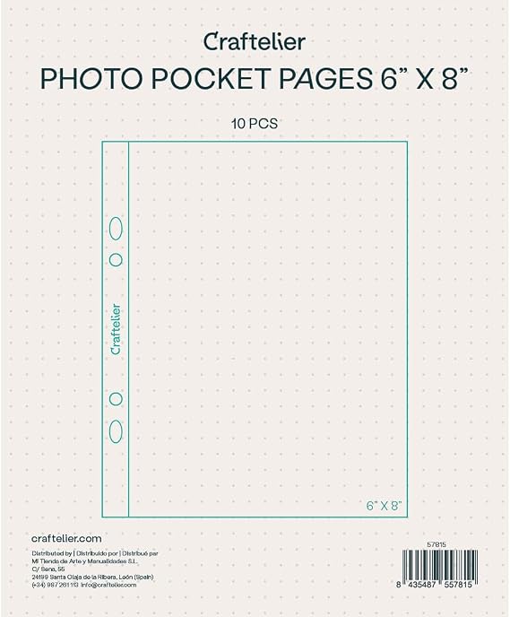 Craftelier - Plastic Sleeves with a Single Pocket for Personalised Photo Albums | Includes 10 Sleeves of 6" x 8" (15.24 x 20.32 cm) in 4 Formats | Compatible with European and American 2-Ring Albums