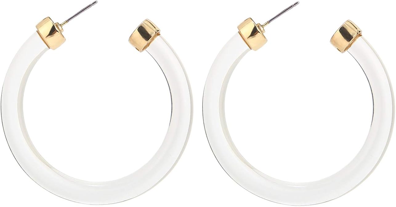 Transparent Color Lucite Resin Hoop Earrings Acetate Statement Drop Earrings