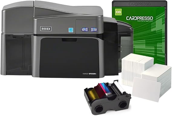 ID Card Maker - Fargo DTC1250e Dual-Side ID Card Printer + Supplies