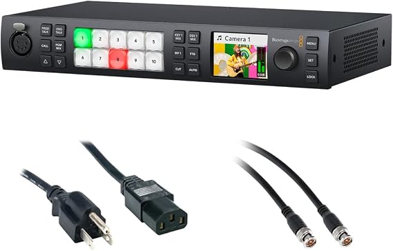 Blackmagic Design ATEM 1 M/E Constellation HD Live Production Switcher (1 RU) Bundle with 6' Standard PC Power Cord and 50' SDI Video Cable - BNC to BNC