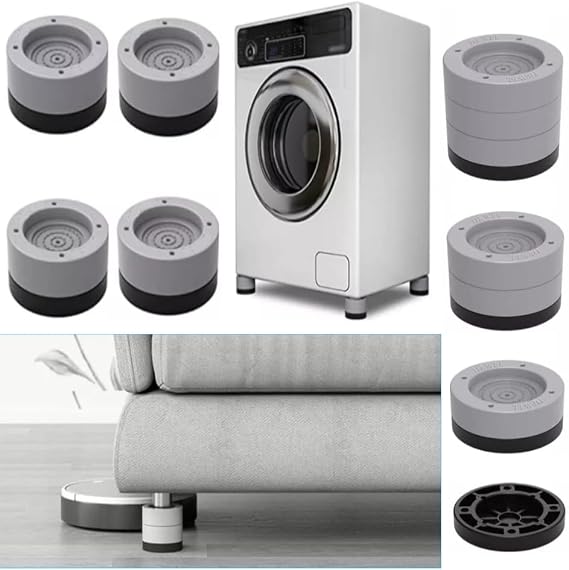 TİNEKE Beyaz eşya ayağı Çamaşır Makinesi Mobilya Titreşim Önleyici Kaydırmaz ve yükseltici 4 lü set (8,5 cm)
