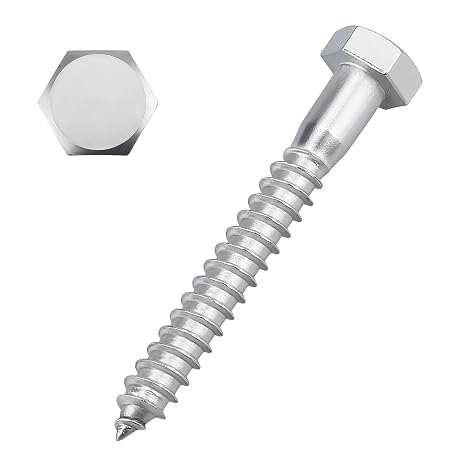 1/2" x 2" Hex Head Lag Screws Bolts for Wood, 304 Stainless Steel 18-8, Heavy Duty Lag Bolts, Hexagon Head Wood Deck Screws 6 PCS