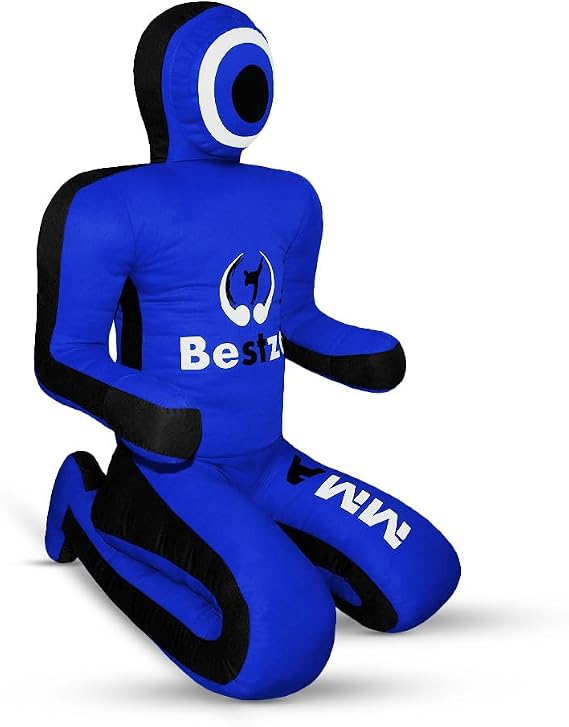 MMA Grappling Dummy -Brazilian Jiu Jitsu Dummy Wrestling Grappling BJJ Dummy, Judo Punching Bag Throwing Dummy for Karate, Boxing Training Blue-UNFILLED