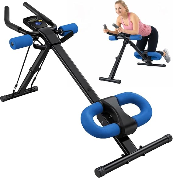 Ab Machine Adjustable Ab Trainer for Home Gym Foldable Abs Workout Equipment with Knee Padding and LCD Monitor