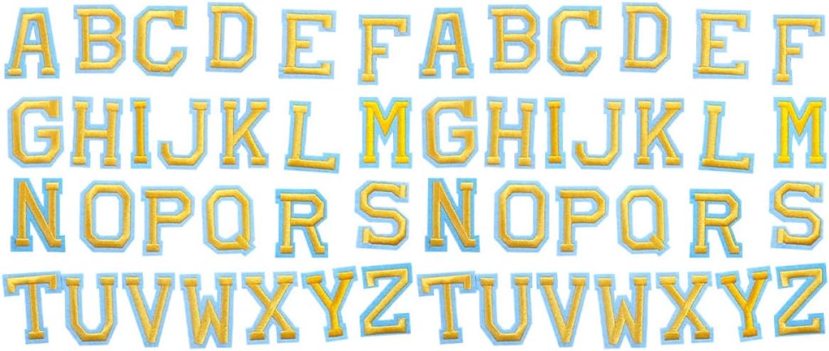 FUOYLOO 52pcs Embroidered Alphabet Iron on Patches Decorative Non-Woven Fabric Letters for DIY Clothing Bags Repair and Decoration