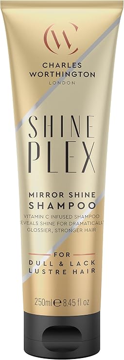 Charles Worthington ShinePlex Mirror Shine Shampoo, for Dull Hair, Nourishing Shampoo for Frizzy Hair, Salon Shampoo to Boost Shine 250 ml