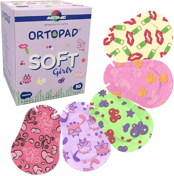 Ortopad Bamboo Girls Soft Eye Patches, 50/bx, Med Size 2-4 yr