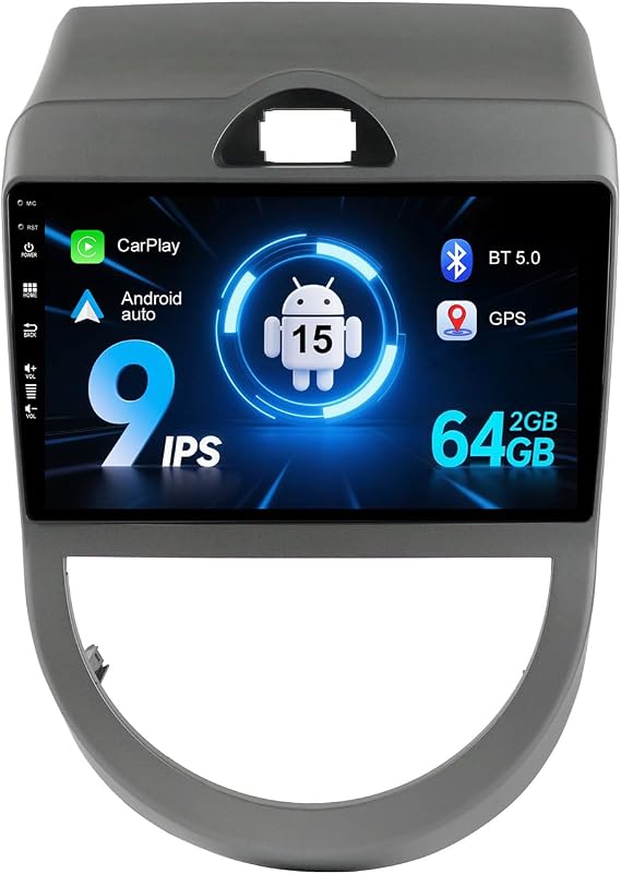 9" IPS 2 Din Android 15 Car Radio Stereo Suitable For Kia Soul 2009-2013- [2G+64G] - [Built-in Carplay+GPS] -Camera SWC BT 4G WiFi AUX DAB Head Unit