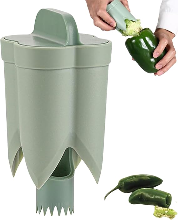 Pepper Seed Corer Remover,Jalapeno Green Pepper Corer for BBQ,2025 New 2 in 1 Bell Easy to Use Durable Core Remover, Kitchen Gadget
