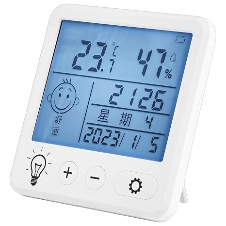 Digital Backlit Hygrometer Thermometer, USB Rechargeable, Indoor Temperature Humidity Monitor, Alarm Clock, High-Precision Room Weather Station, Comfort Indicator, Wall Mountable