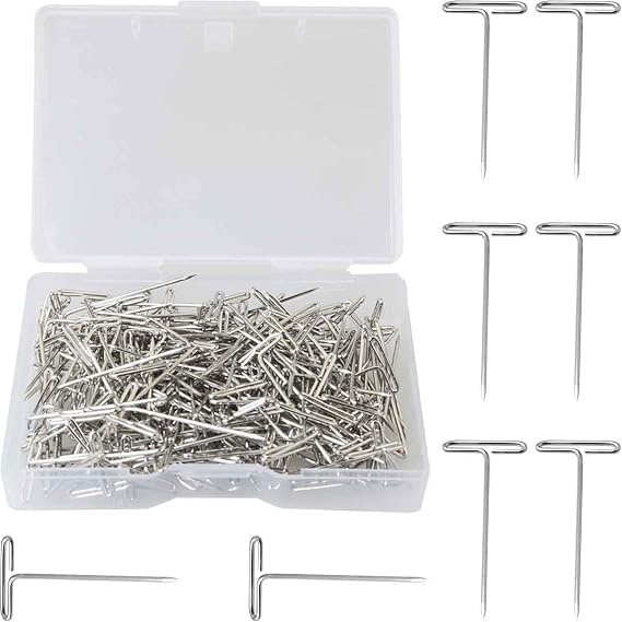 200PCS Wig Jewelry T Pins 27mm Sewing Pins Silver DIY Jewelry Accessories Stainless Steel Pins Jewelry Hanging Pins for Clothing Sewing Wig Jewelry Display