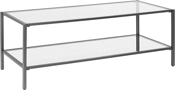 Studio Designs Home Camber Elite Metal and Glass Rectangle Coffee Table, 45.5 Inches