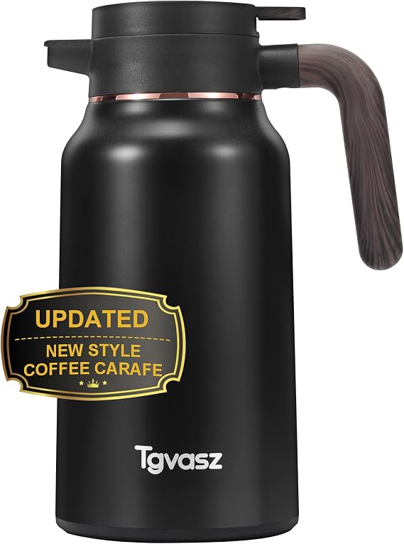 Thermal Coffee Carafe 70 oz - 12 Hour Hot Stainless Steel Thermal Carafes for Hot Liquids-Insulated Coffee Carafes For Keeping Hot/Cold Coffee, Tea, Water,Milk, Creamer Dispenser for Coffee Bar(Black)