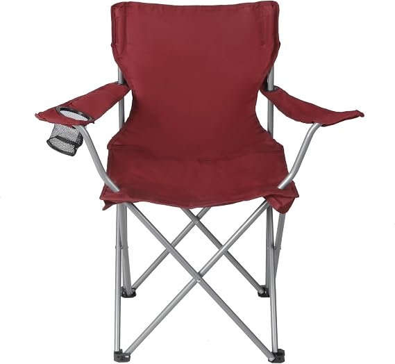 Basic 4-Fold Camping Chair with Cup Holder, Red