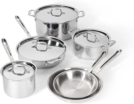 All-Clad D3 Stainless Steel Cookware Set, 10-Piece, Made in the USA