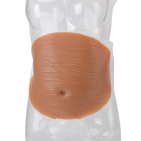 Fake Pregnancy Belly, Silicone Breathable False Belly with Straps, Elastic Artificial False Pregnant Tummy Props, Cosplay Belly for Halloween, Christmas Party, Stage Performance(2-4m)
