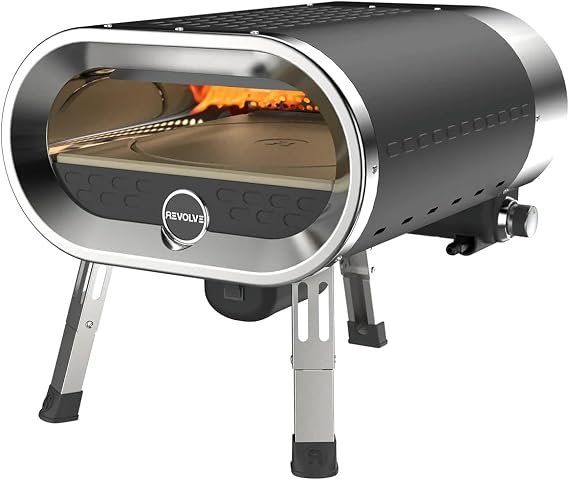 Portable Outdoor Gas Pizza Oven with Rotating Stone by Revolve