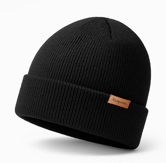 Cuffed Knit Beanie for Men and Women, Warm Winter Hat