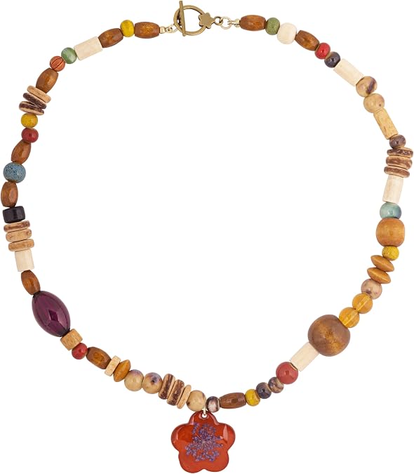 MINACHI Multi Color Beads Necklace, Natural Stone, Pattern Beads, Bohemian Style, Gift Jewelry for Women
