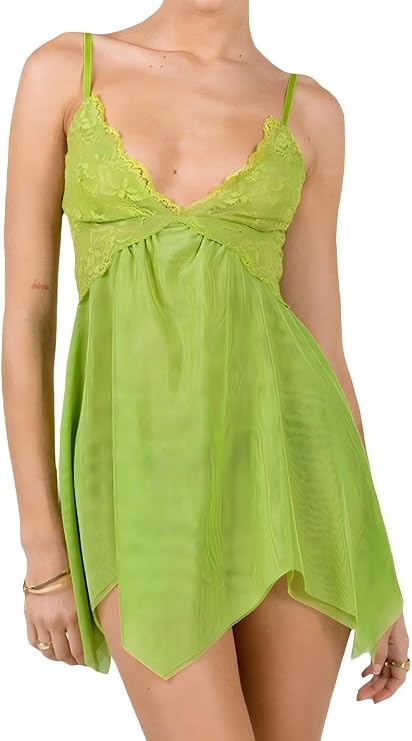 Women Fairy Lace Mini Dress Sexy Sheer Bodycon Backless Slip Dress Lingerie
