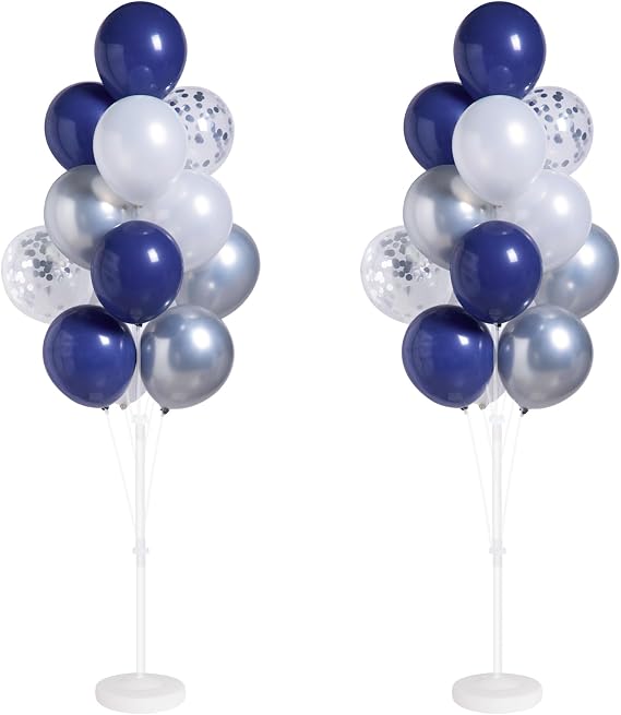Blue Balloon Column Kit Set of 2 with Base&Pole for Party Decor