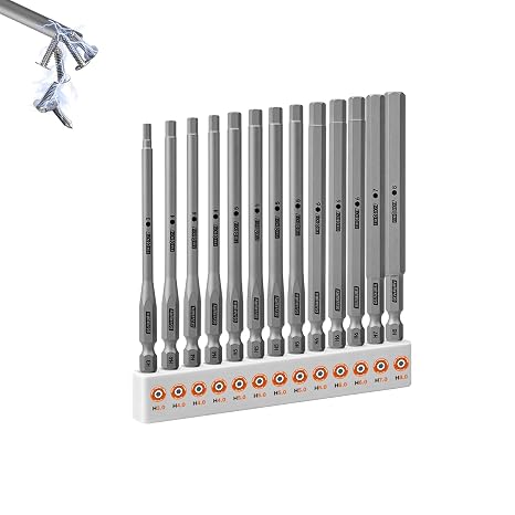 Geinxurn 13Pieces Fixedge Screwdriver Bit Set,4 inches Hex Magnetic Alloy Steel Insert Power Bits Tips with Storage Organizer for Home Repair