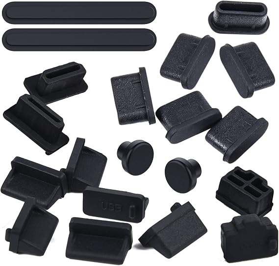 20 Pcs USB Port Cover, 6 Types Laptop Ports Cover Dust Plugs Caps for Type C/USB C, USB Female Plug, HDMI, RJ45, SD Card, Headphone Ports, Silicone USB Type-C Dust Stopper
