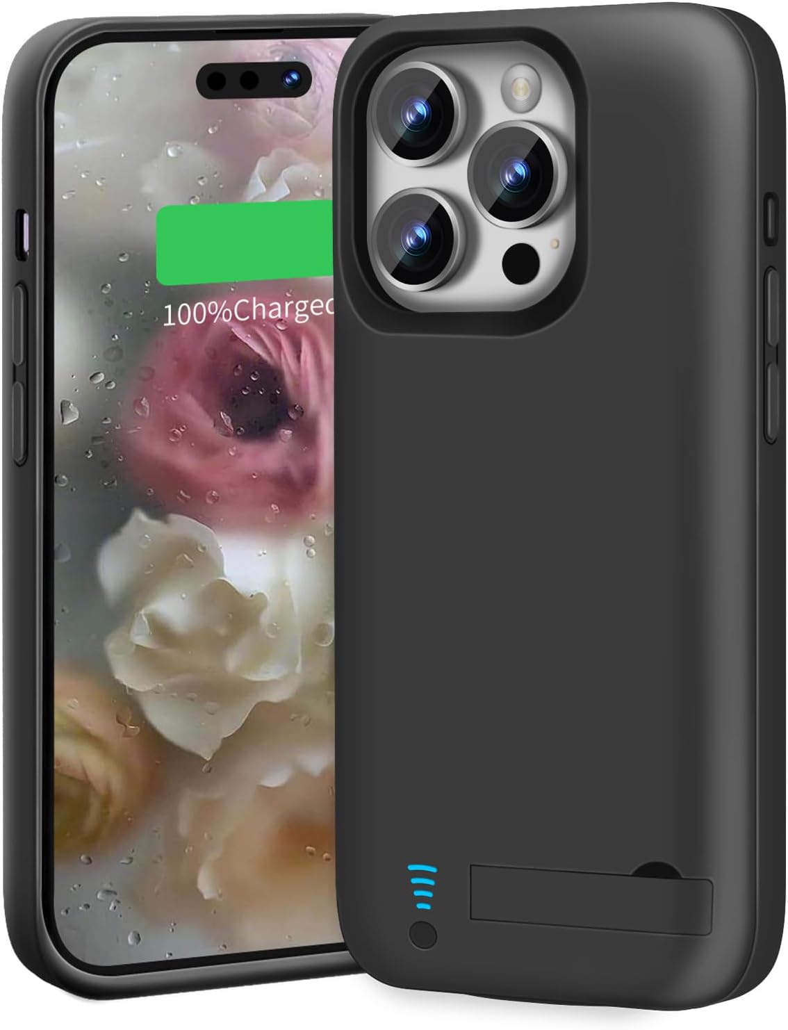 Battery Case for iPhone 15 Pro, 5000mAh Rechargeable Extended Battery ChargingCharger Case, Add 100% Extra Juice 6.1 inch Black