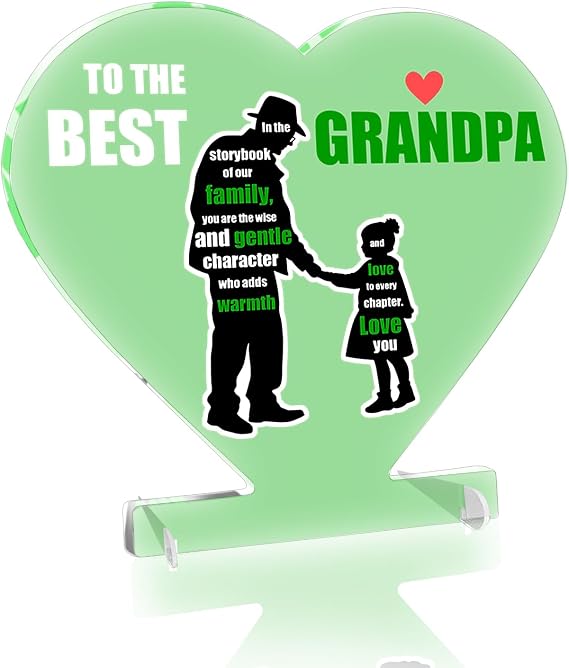 BulbaCraft Grandpa Gifts from Granddaughter - Grandfather Plaque ""To the Best Grandpa, In The Storybook Of Our Family..."", Transparent