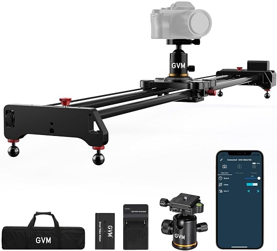 GVM Motorized Camera Slider, 48''/120CM Carbon Fiber Camera Slider with APP Control, Support Video Mode, Time Lapse Photography, Horizontal, Tracking and 120 Panoramic Shooting