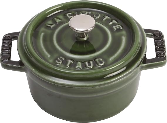 Staub Cast Iron 0.25-qt Mini Round Cocotte - Basil, Made in France