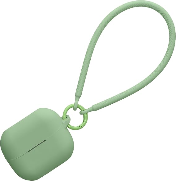 kwmobile Case Compatible with Samsung Galaxy Buds 3 / Galaxy Buds 3 Pro - Silicone Headphones Cover with Hand Strap - Matcha Green