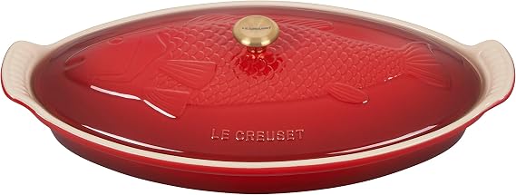 Le Creuset Heritage Stoneware Oval Fish Baker, 1.7qt., Cerise